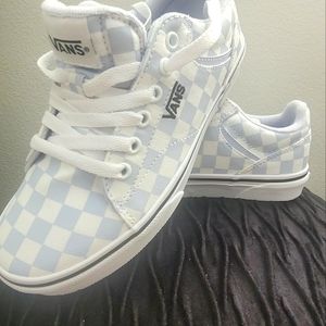 Women's Seldan Checkerboard blueish gray and white Vans Shoes size 6 brand new